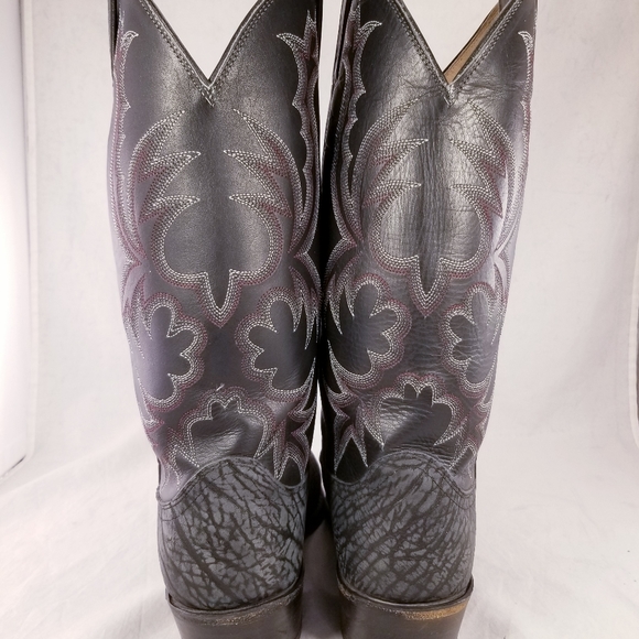 DAN POST MEN CHARCOAL BLACK WESTERN COWBOY BOOTS SZ 9 D  * - Picture 3 of 12